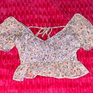 NWOT- Altar’d State ruffled floral crop top